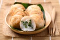 Kanom Krok, Thai coconut pancake with spring onion Royalty Free Stock Photo