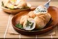 Kanom Krok, Thai coconut pancake with spring onion Royalty Free Stock Photo