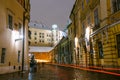 Kanonicza street at night with Wawel Castle in the background, Krakow, Poland Royalty Free Stock Photo