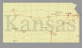 Kansas accurate vector exact detailed State Map with Community A Royalty Free Stock Photo