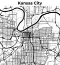 Kansas City Map, Cartography Map, Street Layout Map Royalty Free Stock Photo