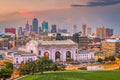 Kansas City, Missouri, USA downtown skyline with Union Station Royalty Free Stock Photo