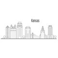 Kansas city skyline - downtown cityscape, city landmarks