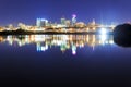 Kansas City Skyline Reflection over the Missouri River Royalty Free Stock Photo