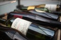 Closeup of wine and liquor bottles in the cellar, Kansas City, United States