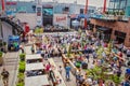 Kansas City USA Before Buffet concert party from above with Power and Light space filled with people in Parrothead