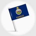 Kansas map pin flag. 3D realistic vector illustration Royalty Free Stock Photo
