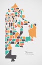 Kansas Missouri Map with neighborhoods and modern round shapes Royalty Free Stock Photo