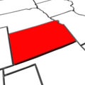 Kansas Red Abstract 3D State Map United States America Royalty Free Stock Photo