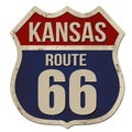 Kansas, Route 66 vintage rusty metal sign