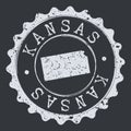 Kansas Seal Map. Silhouette Postal Passport Stamp. Round Vector Icon Postmark. Royalty Free Stock Photo