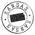 Kansas Silhouette Postal Passport Stamp Round Vector Icon Design Seal Badge Illustration. Royalty Free Stock Photo