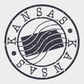 Kansas Stamp Postal. Map Silhouette Seal. Passport Round Design. Vector Icon. Design Retro Travel. Royalty Free Stock Photo