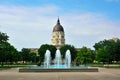 Kansas State Capitol Building with Fountains on a Sunny Day Royalty Free Stock Photo