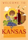 Kansas is a US state. Wine and grape. Sunflower state. Midway USA