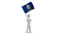 Kansas waving flag. 3d Man holding and waving Kansas flag on transparent background. Loop. Alpha channel.