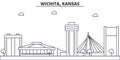 Kansas, Wichita architecture line skyline illustration. Linear vector cityscape with famous landmarks, city sights Royalty Free Stock Photo