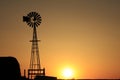 Kansas Windmill at Sunset in the country