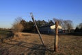 Kansas Windstorm damage with broken powerline poles in Hutchinson Kansas USA. Royalty Free Stock Photo