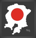 Kanto map of Japan with Japanese national flag illustration Royalty Free Stock Photo