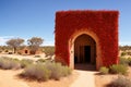 The Kanyaka South Australia is an arid landscape through a doorway. Royalty Free Stock Photo