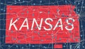 Kanzas state detailed editable map Royalty Free Stock Photo