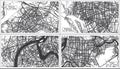 Kaohsiung, Hsinchu, New Taipei City and Taipei Taiwan Indonesia City Map in Black and White Color