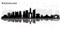 Kaohsiung Taiwan City Skyline Silhouette with Black Buildings and Reflections Isolated on White