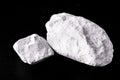 Kaolin on isolated black background, is an inorganic mineral, chemically inert