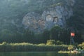 Kaounos Ancient Rock Tombs Against Dalyan River