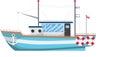 Fishing Vessel Vector Illustration Isometric shipping seafood industry boat isolated on background.