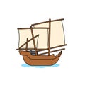 Kapal Patorani Sulawesi Selatan, Indonesian Traditional Ship, Vector Illustration Design