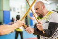 Kapap instructor Igor Sucevic teaches stick knife together fighting techniques