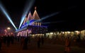 Illuminated temple of Kapil muni in Sagar island in West Bengal.