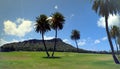 Kapiolani Park at during day with Diamond Head and clouds Royalty Free Stock Photo