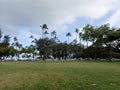 Kapiolani Park at during day with ocean and clouds in the distance