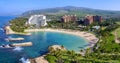 Panorama of the resorts on the west side of Oahu, Hawaii and its resort