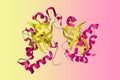 Kaposi's sarcoma-associated herpesvirus protease in complex with allosteric inhibitor. 3d illustration