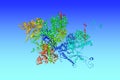 Kaposi's sarcoma-associated herpesvirus, C5 portal vertex structure. Rainbow coloring from N to C. 3d illustration