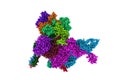 Kaposi's sarcoma-associated herpesvirus. Rendering with differently colored protein chains. 3d illustration