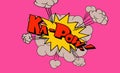 Kapow wording sound effect for comic speech bubble on pink background. Royalty Free Stock Photo