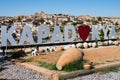 Kappadokya sign. The text on sign: Kappadokya Name of the region in Turkey. Beautiful white letters in observation point.