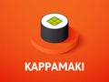 Kappamaki isometric icon, isolated on color background
