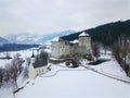 Kaprun Castle in winter Austria Aerial view Royalty Free Stock Photo