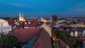 Kaptol and catholic cathedral day to night timelapse in the center of Zagreb, Croatia