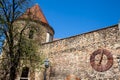 Kaptol fortress and the Antique rusty clock removed from the Zagreb Cathedral Royalty Free Stock Photo