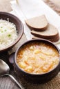 Kapustnyak - traditional Ukrainian winter soup with sauerkraut and millet Royalty Free Stock Photo