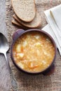 Kapustnyak - traditional Ukrainian winter soup with sauerkraut, millet and meat Royalty Free Stock Photo