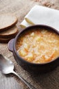 Kapustnyak - traditional Ukrainian winter soup with sauerkraut, millet and meat