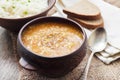 Kapustnyak - traditional Ukrainian winter soup with sauerkraut, millet and meat